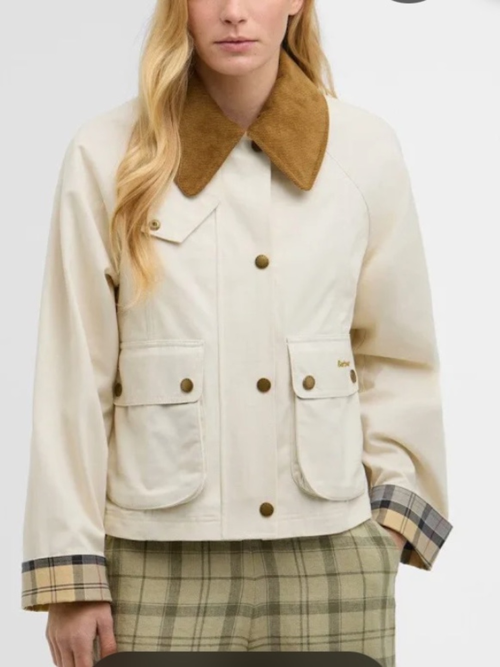 Barbour nwt cropped beadnell Cream Field Jacket with Contrast Collar